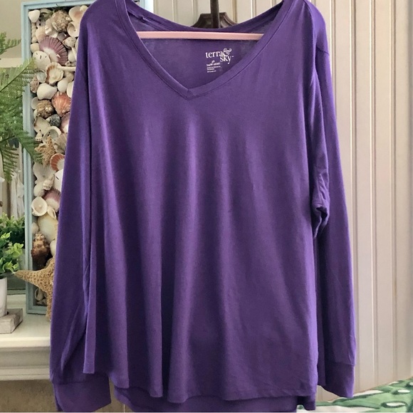 Long Sleeve Purple Long Sleeve Top Sz 3X - Picture 1 of 5